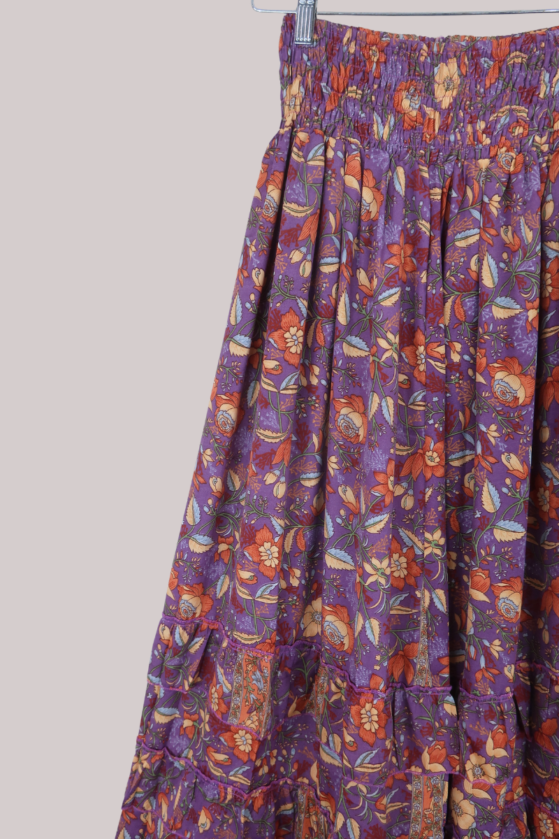 Paloma Folklore Floral Maxi Skirt in Hibiscus Purple