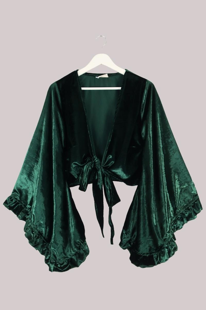Khroma Venus Wrap Top in Diesel Green Ice Velvet
