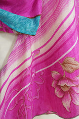 Gemini Wrap Top - Blossom Pink & Turquoise Floral - Vintage Sari - Size XS by all about audrey