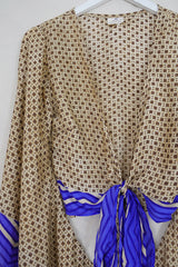 Gemini Wrap Top - Truffle & Chocolate - Vintage Sari - Size XS by all about audrey