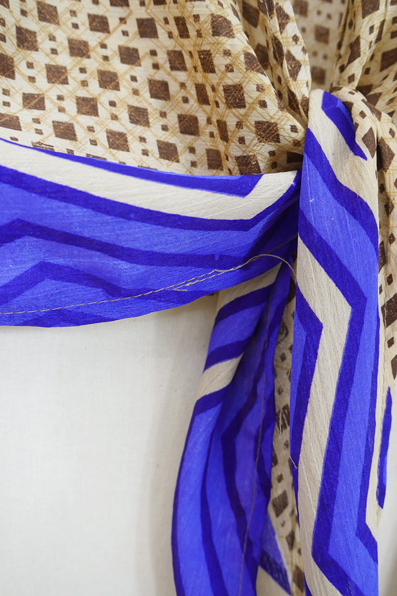Gemini Wrap Top - Truffle & Chocolate - Vintage Sari - Size XS by all about audrey