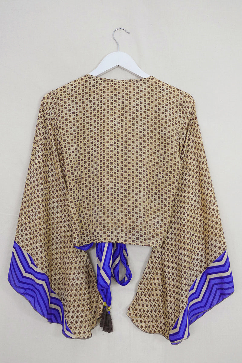 Gemini Wrap Top - Truffle & Chocolate - Vintage Sari - Size XS by all about audrey