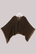 Cassidy Vintage Sheer Beaded Sari Blouse in Espresso & Gold
