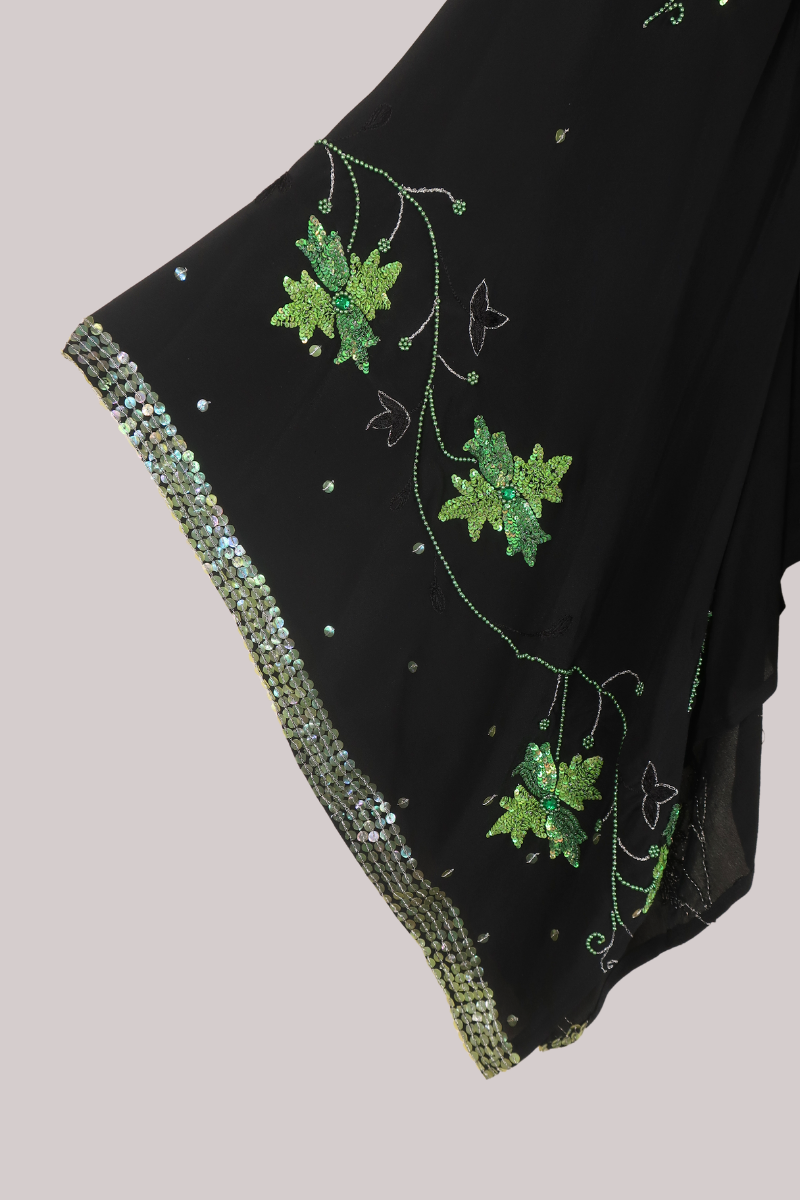 Cassidy Vintage Sheer Beaded Sari Blouse in Poison Ivy