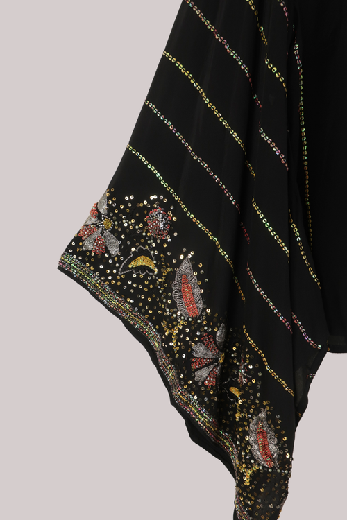 Cassidy Vintage Sheer Beaded Sari Blouse in Shimmering Stripes