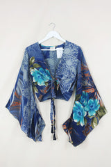 Gemini Wrap Top - Sapphire & Sunset Seascape - Size M by All About Audrey