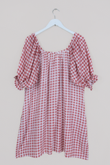 Dolly Mini Dress in Strawberry Pink Gingham by all about audrey