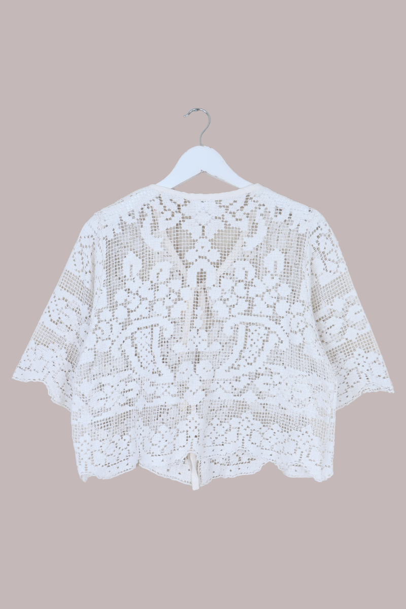 Francesca Cropped Blouse in Crochet Lace - Free Size