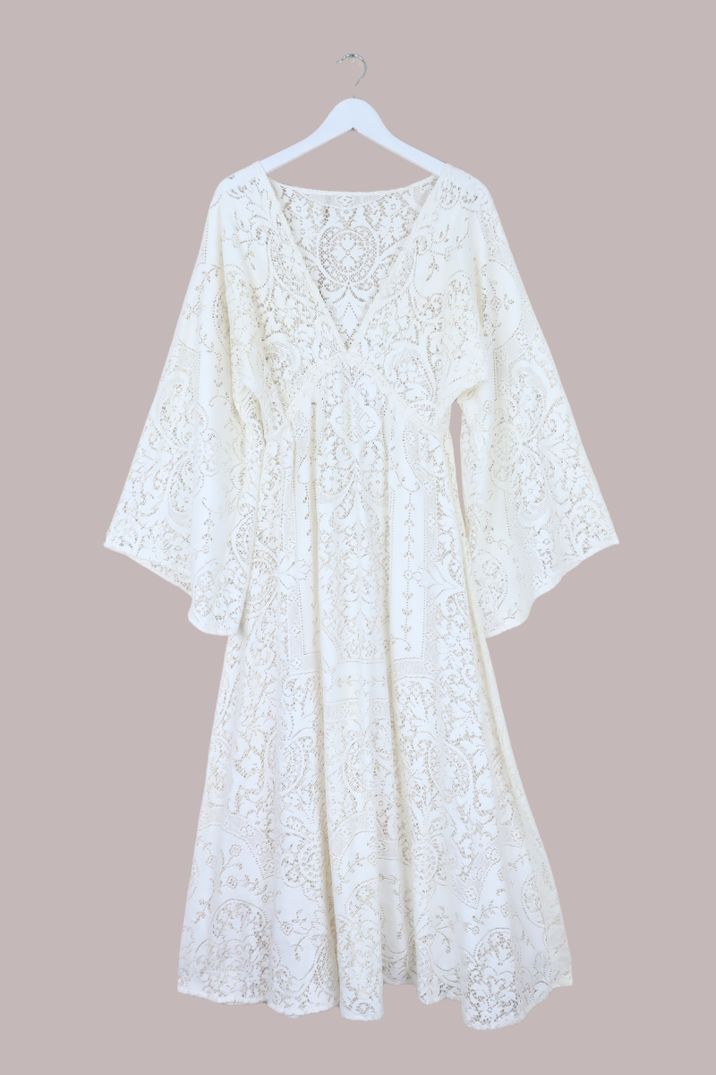 Giselle Maxi Dress in Ceramic White Lace - Size M/L