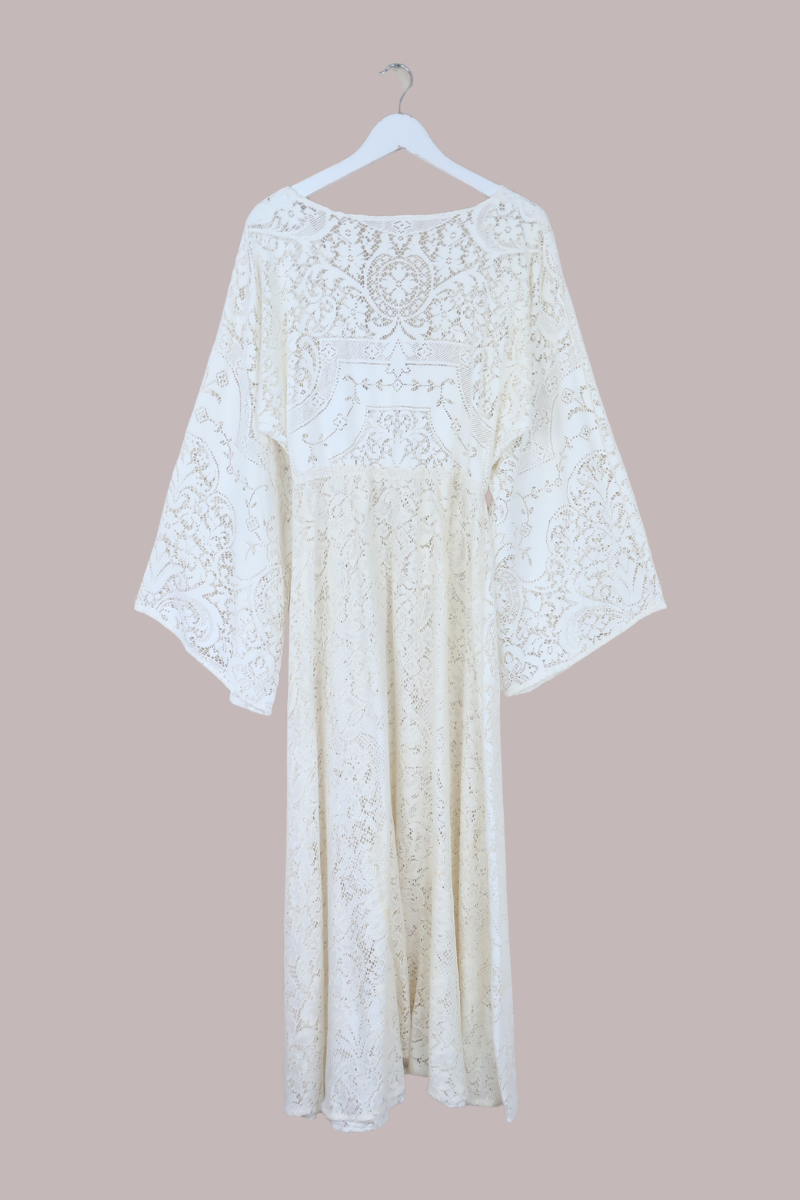 Giselle Maxi Dress in Ceramic White Lace - Size M/L