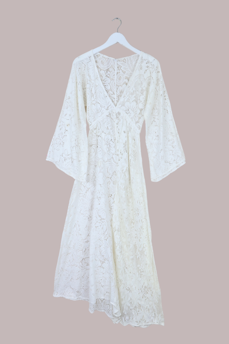 Giselle Maxi Dress in Jasmine White Lace - Size S