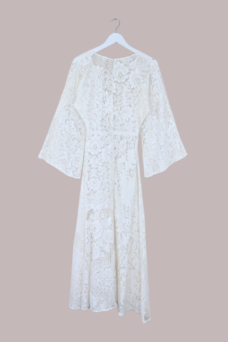 Giselle Maxi Dress in Wildflower White Lace - Size XS