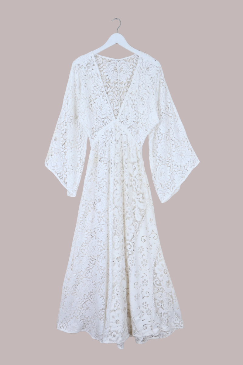 Giselle Maxi Dress in Paper White Lace - Size M/L