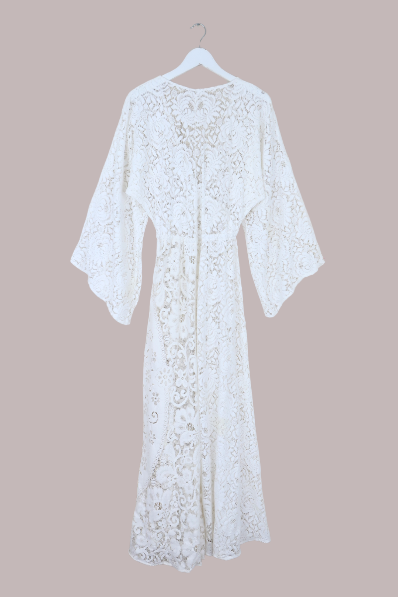 Giselle Maxi Dress in Paper White Lace - Size M/L
