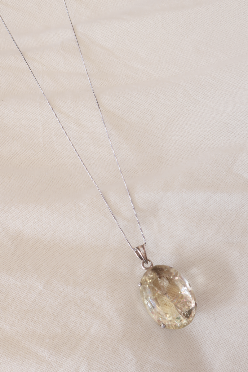 Glimmering Lemon Topaz Silver Plated Necklace