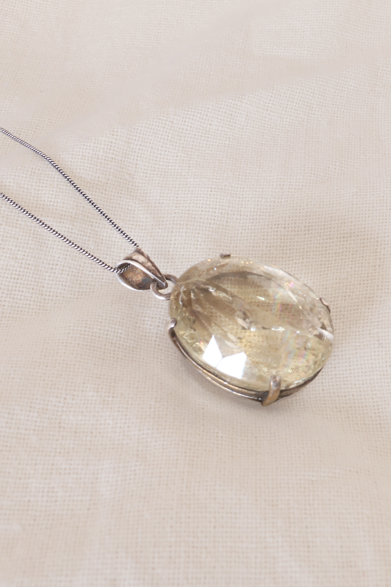 Glimmering Lemon Topaz Silver Plated Necklace