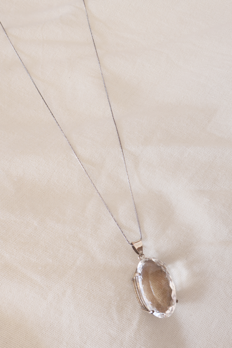 Glistening Quartz Silver Plated Necklace