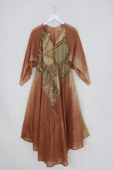 Goddess Dress - African Sands - Vintage Pure Silk - Free Size By All About Audrey
