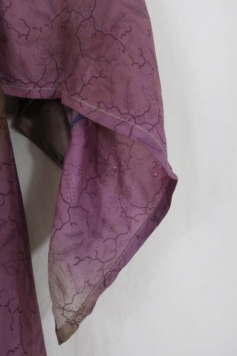 Goddess Dress - Mauve Plum Leaves - Vintage Pure Silk - Free Size by All About Audrey