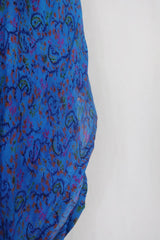 Goddess Dress - Blue & Multicolour Paisley - Vintage Pure Silk - Free Size by All About Audrey