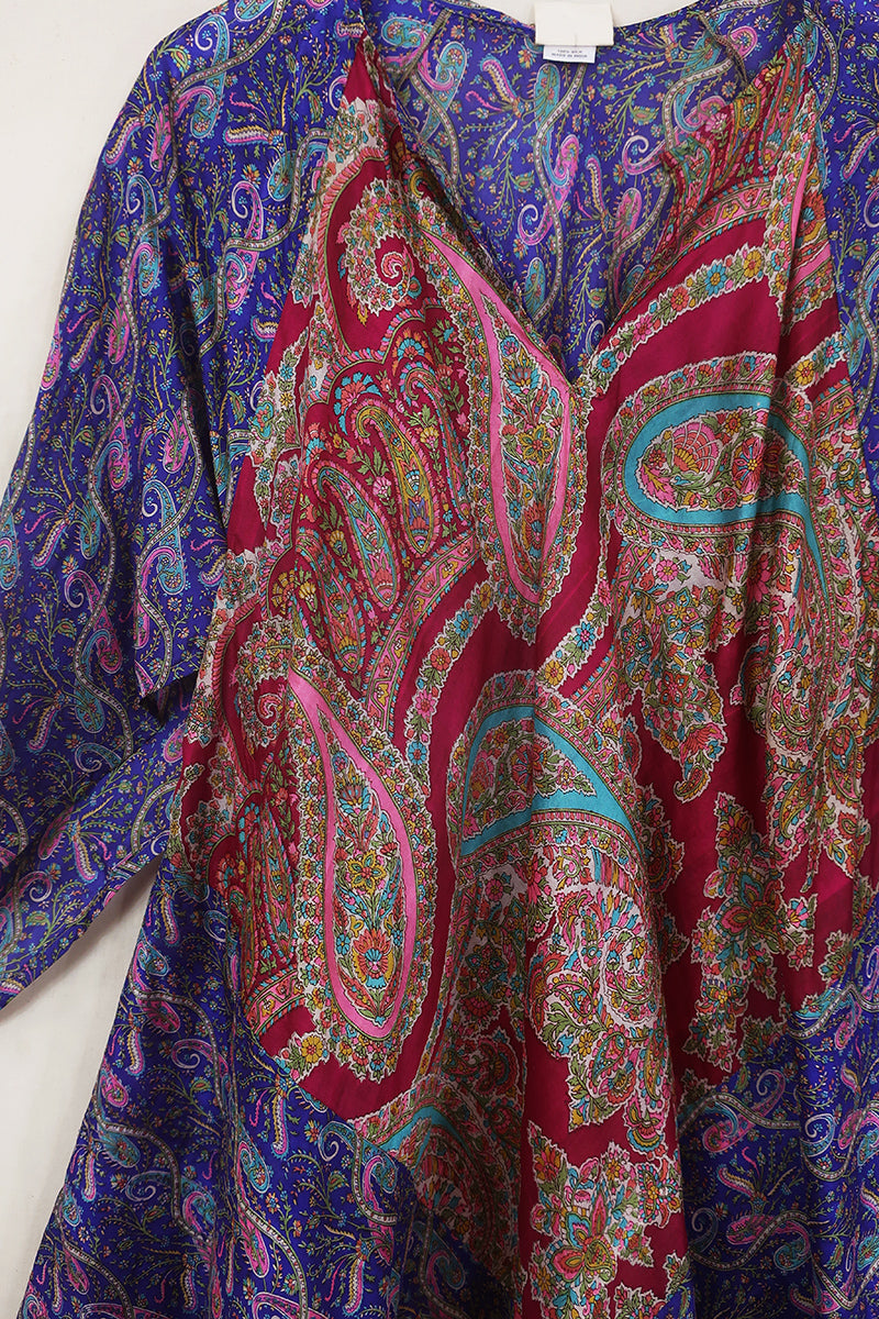 Goddess Dress - Violet Winding Paisley - Vintage Silk - Free Size by All About Audrey