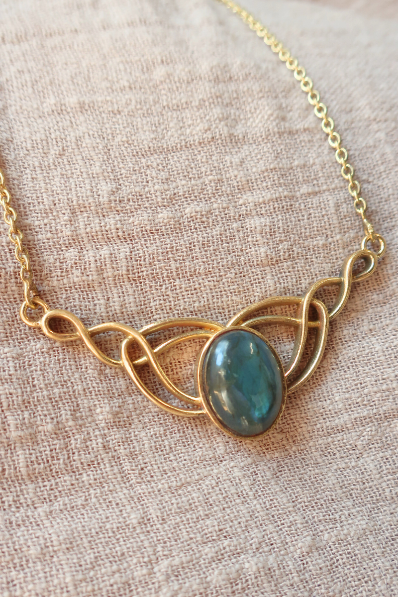 Diadem Necklace in Gold with Marbled Tourmaline