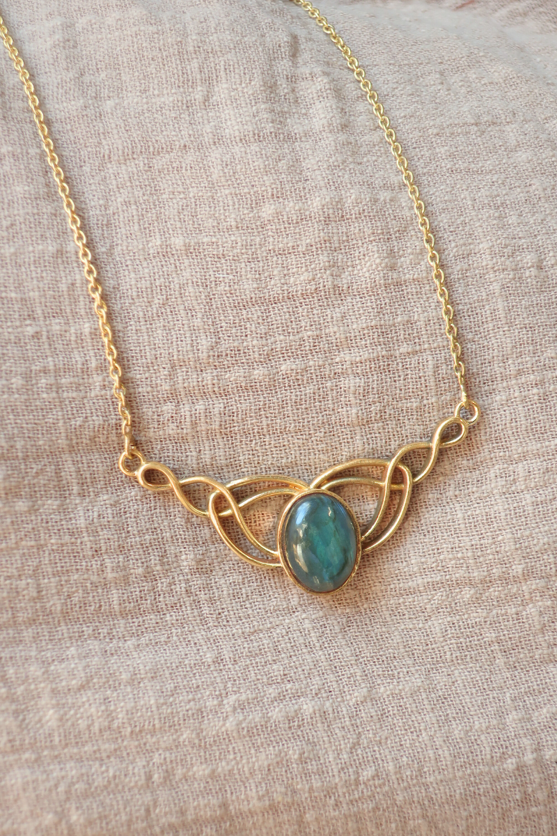 Diadem Necklace in Gold with Marbled Tourmaline