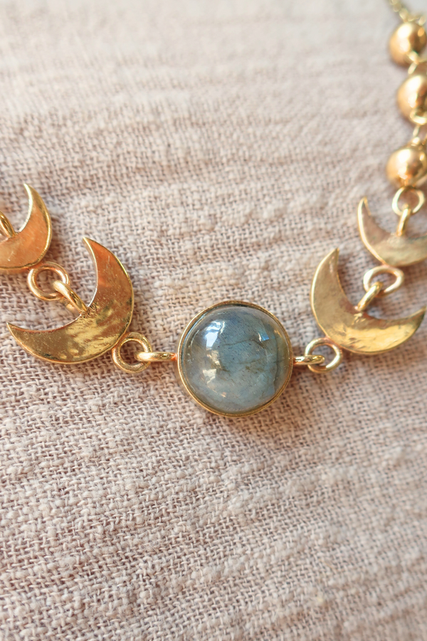 Andromeda Choker Necklace in Gold with Marbled Tourmaline