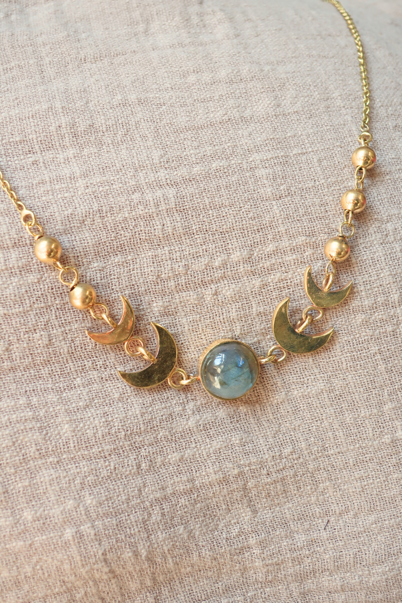 Andromeda Choker Necklace in Gold with Marbled Tourmaline