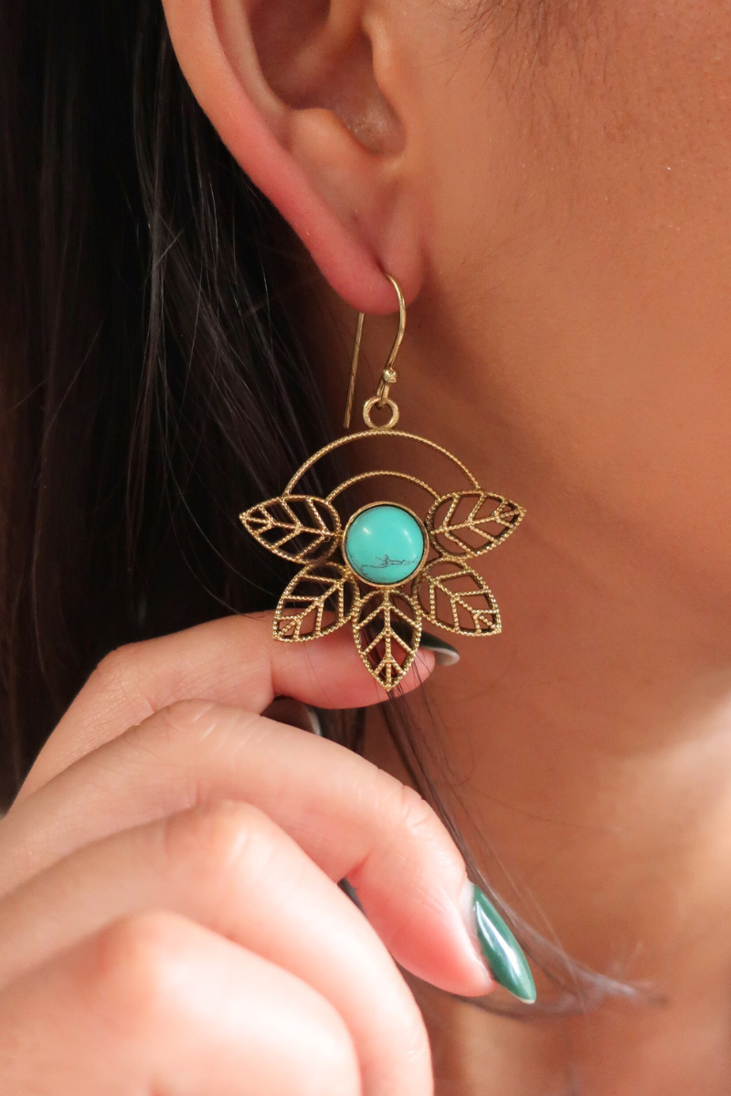 Ivy Drop Earrings in Gold with Reconstituted Turquoise