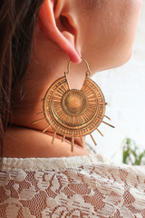 Sunrise Disc Earrings in Gold Plated Brass