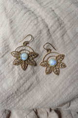 Ivy Drop Earrings in Gold with White Moonstone