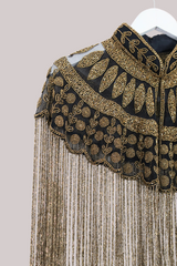Waterfall Beaded Fringe Cloak in Gold Leaf