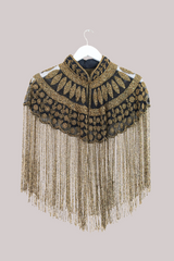 Waterfall Beaded Fringe Cloak in Gold Leaf