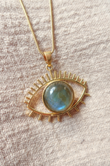 Medusa Pendant Necklace in Gold with Marbled Tourmaline