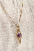 Iris Pendant Necklace in Gold with Purple Amethyst