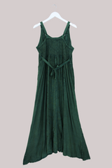 Indian Embroidered Sundress in Deep Evergreen - Free Size 4XL by All About Audrey