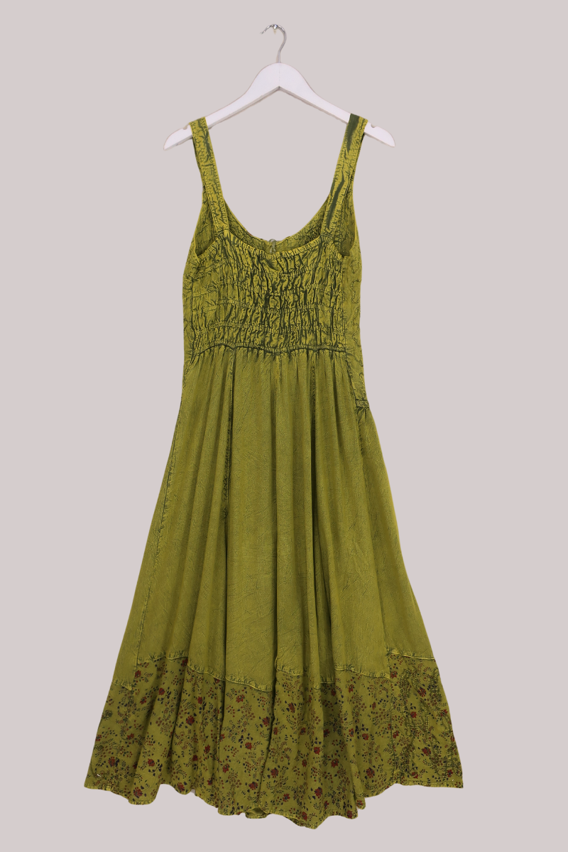 Indian Embroidered Corset Maxi in Lime Floral By All About Audrey