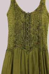 Indian Embroidered Corset Maxi in Lime Floral By All About Audrey