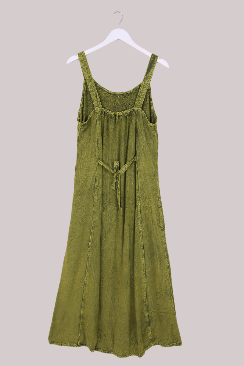 Indian Embroidered Strappy Maxi in Lime Green