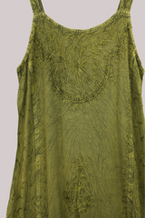 Indian Embroidered Strappy Maxi in Lime Green