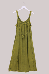 Indian Button-Up Maxi Sundress in Lime Green by All About Audrey