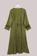 Indian Velvet Embroidered Kaftan in Woodland Moss by All About Audrey