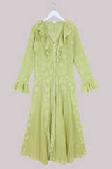 Harriet Lace Robe Dress in Wish Green Daisies
