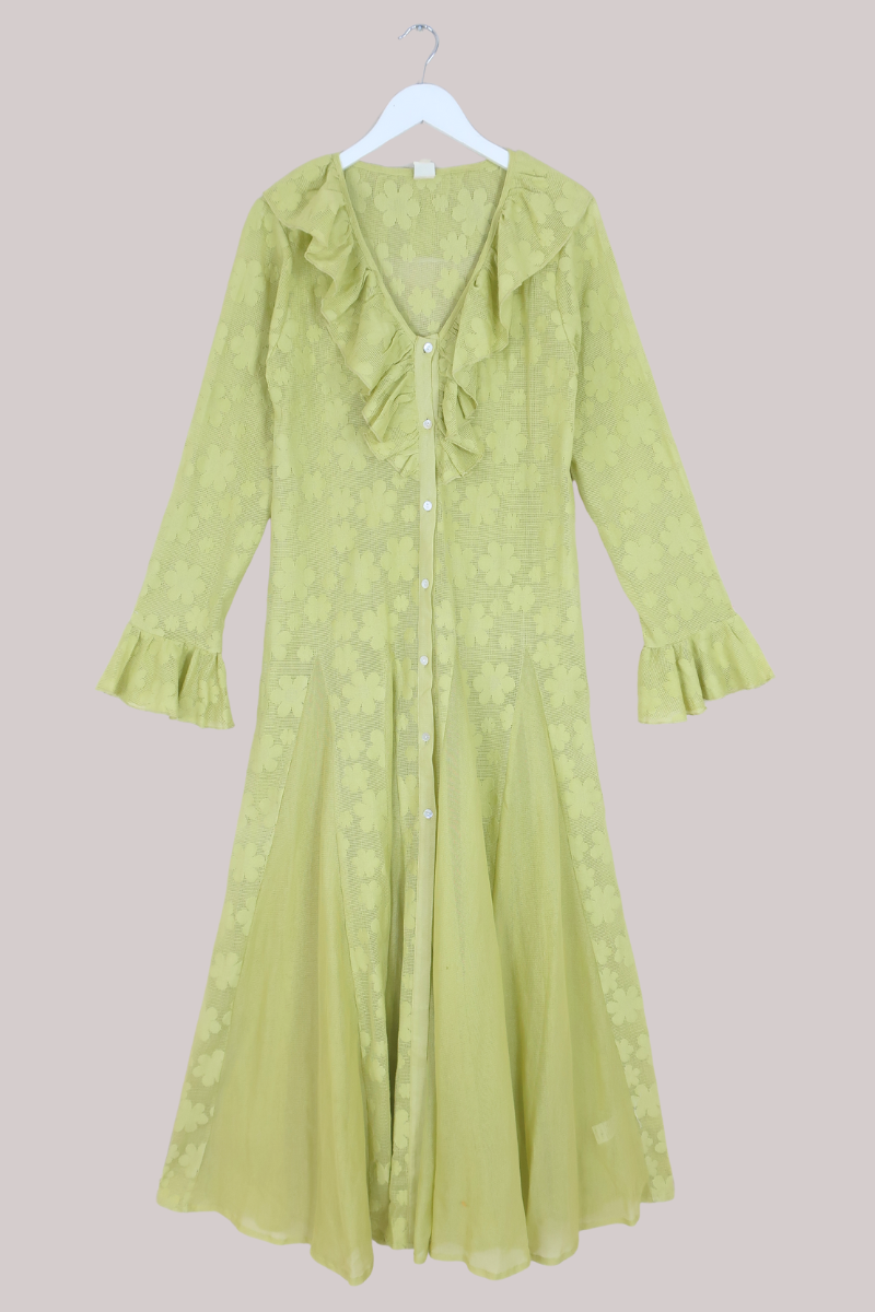 Harriet Lace Robe Dress in Wish Green Daisies