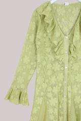 Harriet Lace Robe Dress in Wish Green Daisies