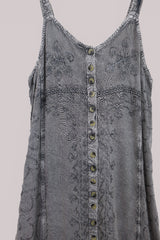 Indian Button-Up Maxi Sundress in Moon Grey - Free Size by All About Audrey