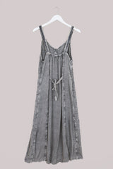 Indian Button-Up Maxi Sundress in Moon Grey - Free Size by All About Audrey