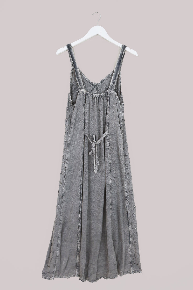 Indian Button-Up Maxi Sundress in Moon Grey - Free Size by All About Audrey