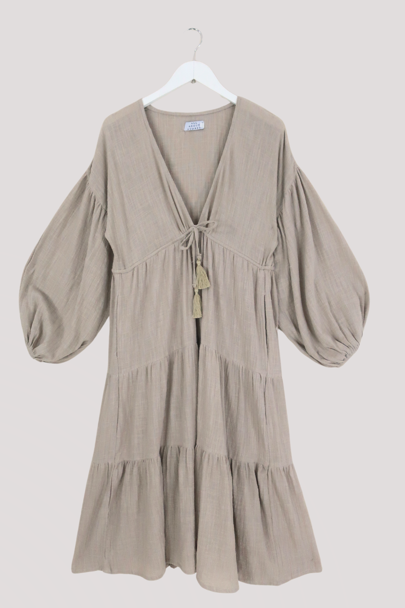 Gypsophila Midi Dress in Stone by All About Audrey